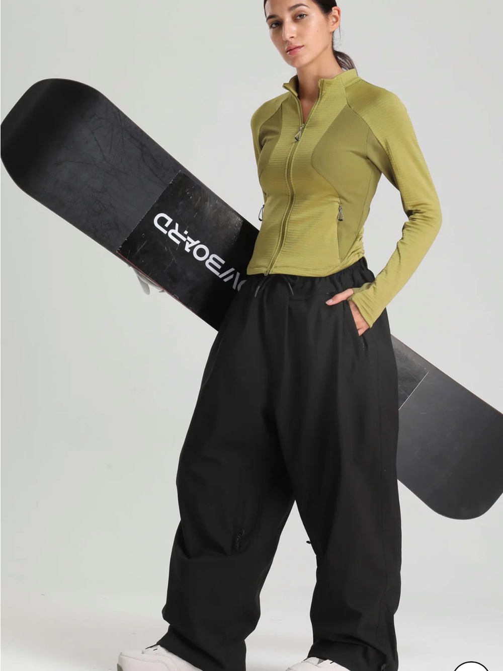 Women's Black Baggy Drawstring
Durable Snow Pants
